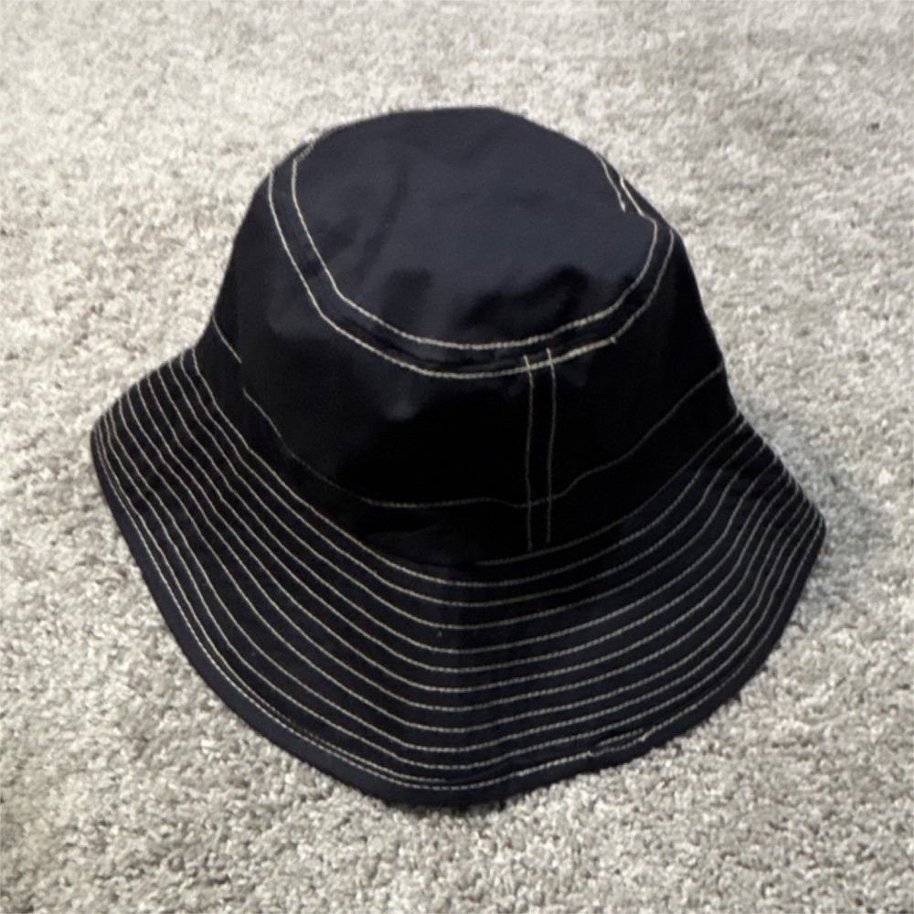 J.CREW Women's Bucket Hat S/M Cotton Solid with Contrast Stitching Black